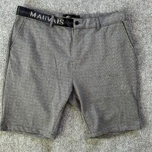 Mauvais Shorts Mens 36‎ Geometric Grey Stretch 9 Inch Inseam